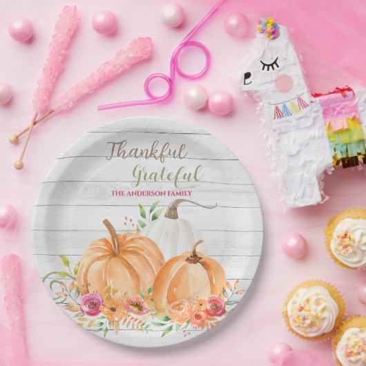 Dank u hartelijk | NajaarsHerfst Pumpkin-Waterverf Papieren Bordje (Feest)
