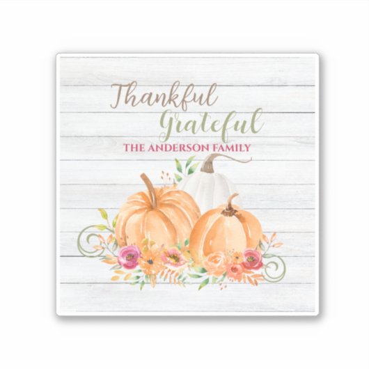 Dank u hartelijk | NajaarsHerfst Pumpkin-Waterverf Sticker (Voorkant)