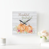 Dank u hartelijk | NajaarsHerfst Pumpkin-Waterverf Vierkante Klok (Huis)