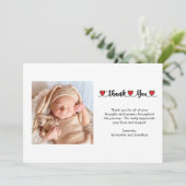 Dank u harten Naam Geboorte Aankondiging Kaart (Staand voorkant)