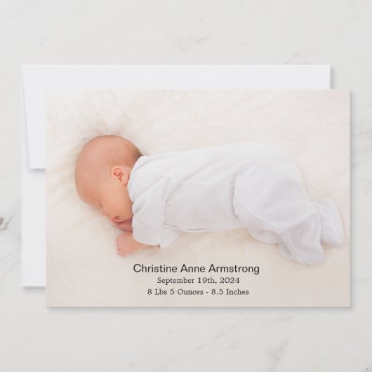 Dank u harten Naam Geboorte Aankondiging Kaart (Achterkant)