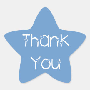 Dank u harten Sky Blue bruiloft stickers