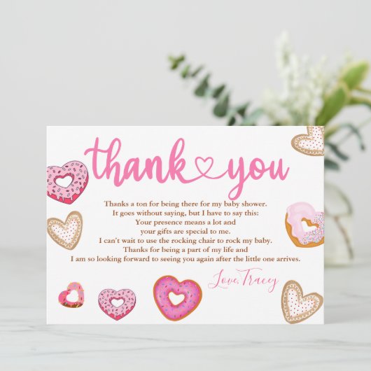 Dank u harten valentijn donuts bedankkaart (Staand voorkant)