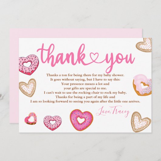 Dank u harten valentijn donuts bedankkaart (Voorkant / Achterkant)