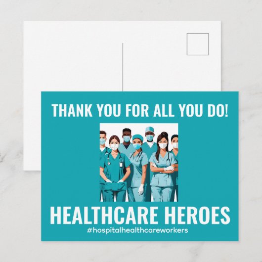 Dank u HealthCare Heroes Verpleegkundige Doctor Briefkaart (Voorkant / Achterkant)