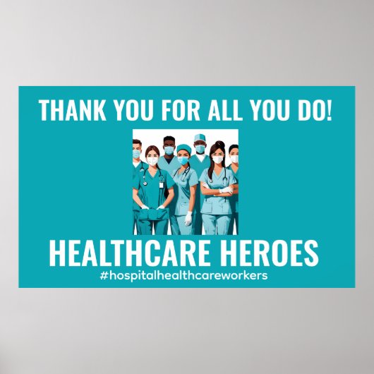 Dank u HealthCare Heroes Verpleegkundige Doctor Poster (Voorkant)