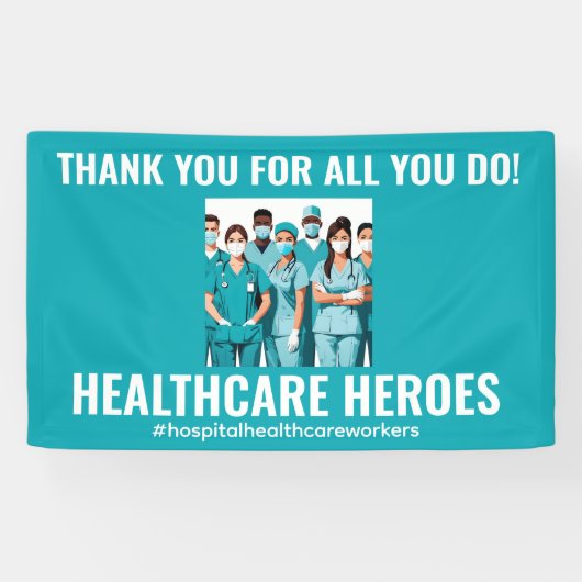 Dank u HealthCare Heroes Verpleegkundige Doctor Spandoek (Horizontaal)