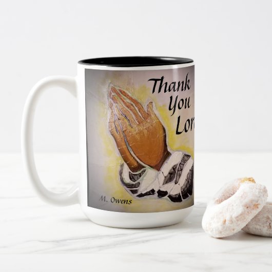 "Dank u Heer." Klassieke Mok (Met donut)