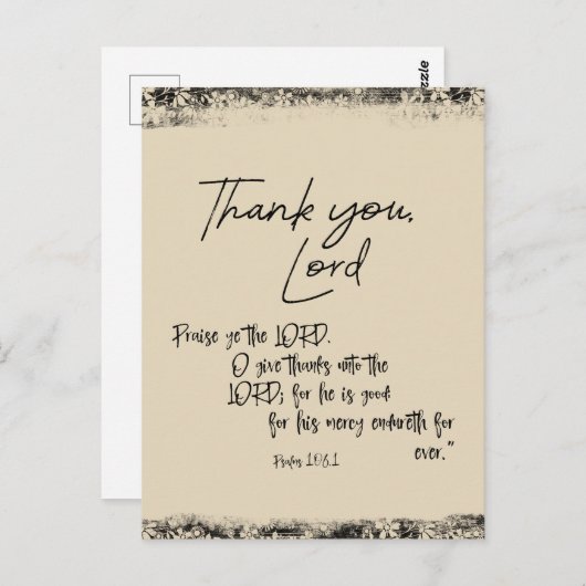 Dank U Heer met Psalmen Bijbelvers Briefkaart (Voorkant / Achterkant)