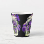Dank u Heer (Paarse Pansies) Latte Mok (Voorkant)