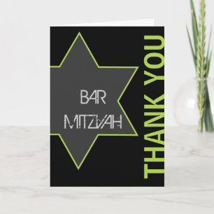 Dank u Heldergroene de Bar mitswa van de Jodenster Bedankkaart