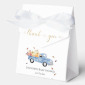Dank u Herfst Blue  Truck Baby shower Bedankdoosjes (Voorkant)