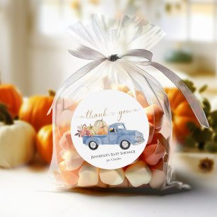 Dank u Herfst Blue  Truck Baby shower Ronde Sticker