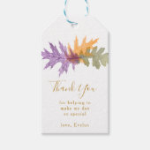 Dank u Herfst Foliage Elegant Gold Script Cadeaulabel (Voorkant)