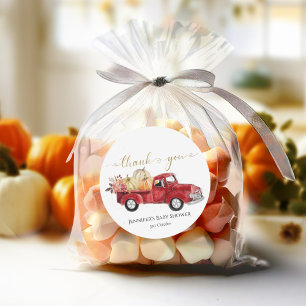 Dank u Herfst Rode Truck Baby shower Ronde Sticker