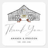 Dank u Herfst schuur pompoenen bruiloft Vierkante Sticker (Voorkant)