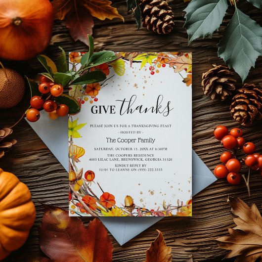 'Dank U' Herfst Thanksgiving-diner Kaart