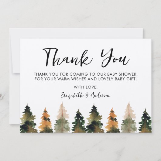 Dank u Herfst Trees Baby shower Bedankkaart (Voorkant)