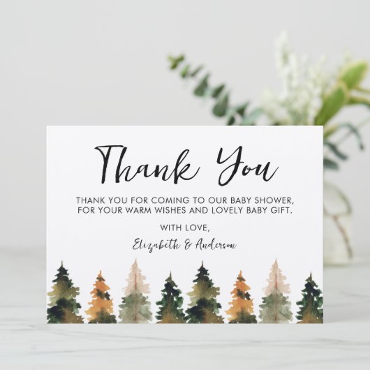 Dank u Herfst Trees Baby shower Bedankkaart (Staand voorkant)