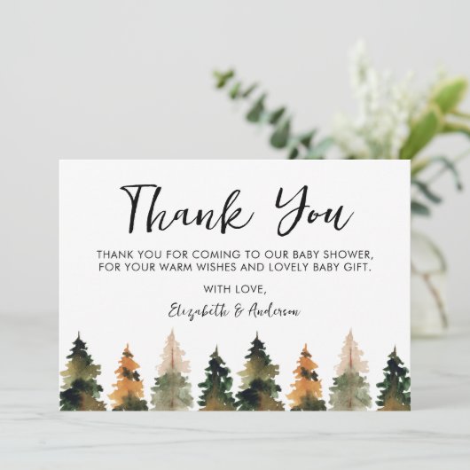 Dank u Herfst Trees Baby shower Bedankkaart (Staand voorkant)