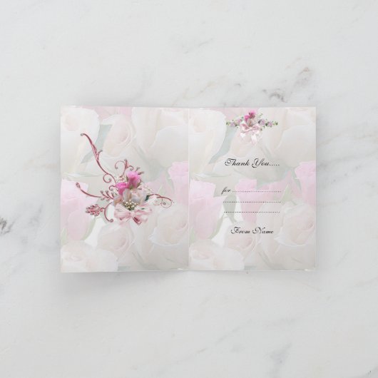 Dank u het Bloemen Witte Roze Korset van het Bedankkaart (Binnen)