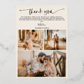 Dank u het blote manuscripthart 6 foto's bruiloft folie uitnodiging (Achterkant)
