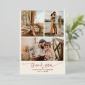 Dank u het blote manuscripthart 6 foto's bruiloft folie uitnodiging (Staand Voorkant)