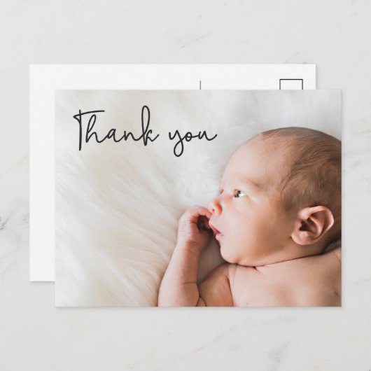 Dank u het Manuscript Gepersonaliseerde Baby showe Aankondigingskaart (Voorkant / Achterkant)