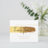 Dank u het manuscript typografie goudborstelslag bedankkaart (Staand voorkant)