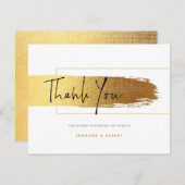 Dank u het manuscript typografie goudborstelslag bedankkaart (Voorkant / Achterkant)