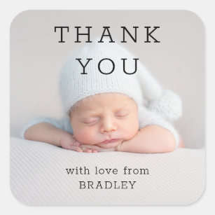 Dank u het Manuscript van het Baby shower van het  Vierkante Sticker