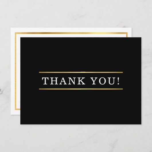 DANK U HET moderne, eenvoudige zwarte witte goudpl Bedankkaart (Voorkant / Achterkant)