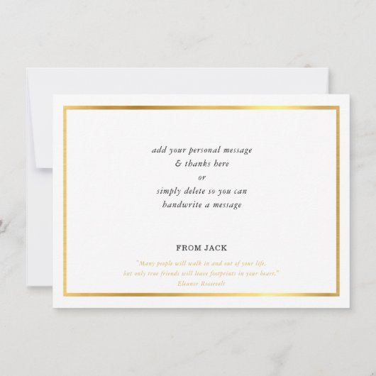 DANK U HET moderne, eenvoudige zwarte witte goudpl Bedankkaart (Achterkant)