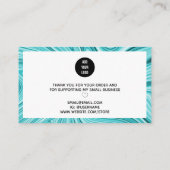Dank u het moderne manuscript blauwgroen turkooise visitekaartje (Achterkant)