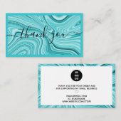 Dank u het moderne manuscript blauwgroen turkooise visitekaartje (Voorkant / Achterkant)