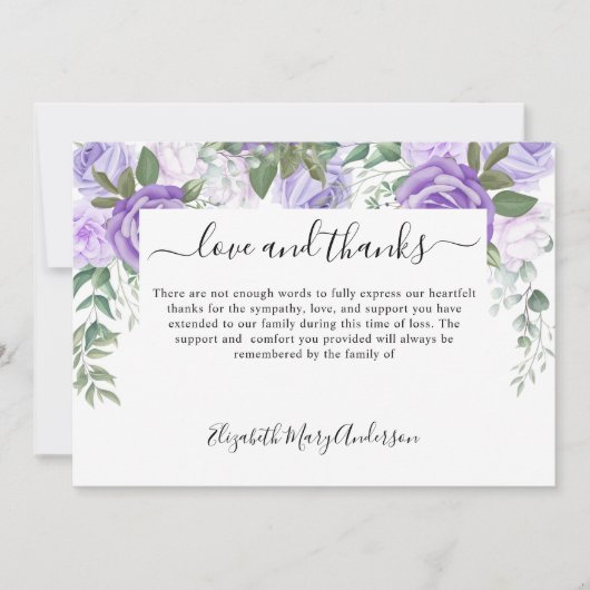 Dank u het Paarse Bloemenmonument Bedankkaart (Voorkant)