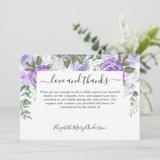 Dank u het Paarse Bloemenmonument Bedankkaart (Staand voorkant)