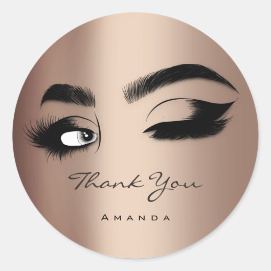 Dank u het Roos van het Logo Eyelash Ronde Sticker (Voorkant)