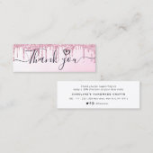 dank u het roze script glitter insert business mini visitekaartje (Voorkant / Achterkant)