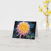 Dank u het Roze Wenskaart van de Nota Chysanthemum Kaart (Gele Bloem)