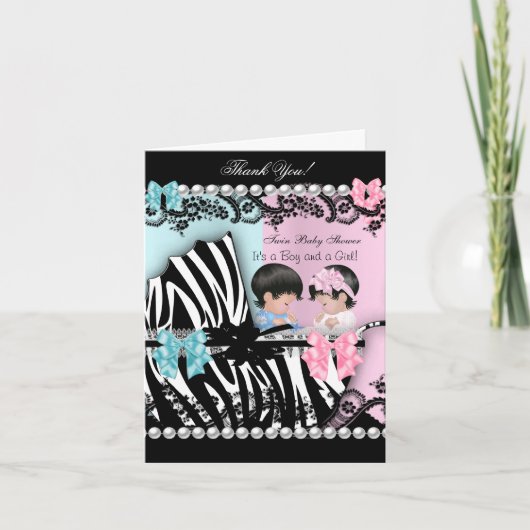 Dank u het TweelingBlauw van de Jongen van het Bedankkaart (Voorkant)