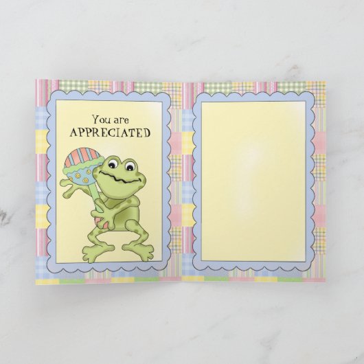 Dank u het Wenskaart van de Kikker van het Baby Bedankkaart (Binnen)