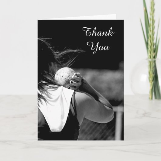 Dank u het wenskaart van Shotput van het Meisje Bedankkaart (Voorkant)