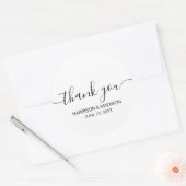 Dank u het zwarte witte moderne douanemanuscript m ronde sticker (Envelop)