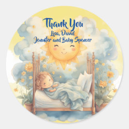 Dank U HIER KOMT HET SON Baby shower Ronde Sticker