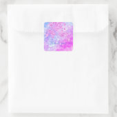 Dank u Holograaf Roze Blauw Bloemen 16e Vierkante Sticker (Tas)