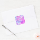Dank u Holograaf Roze Blauw Bloemen 16e Vierkante Sticker (Envelop)