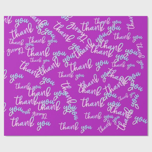 Dank u Holografische Script Zeemeermin Roze Fuchsi Cadeaupapier (Vlak)