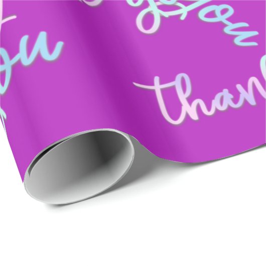 Dank u Holografische Script Zeemeermin Roze Fuchsi Cadeaupapier (Rol Hoek)