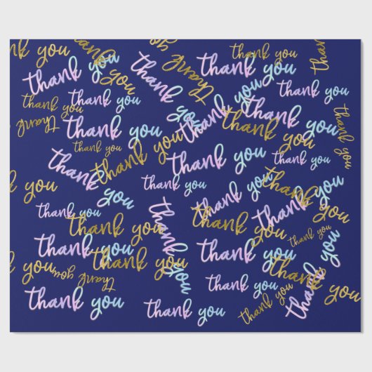 Dank u Holografische Script Zeemeermin Roze Goud M Cadeaupapier (Vlak)